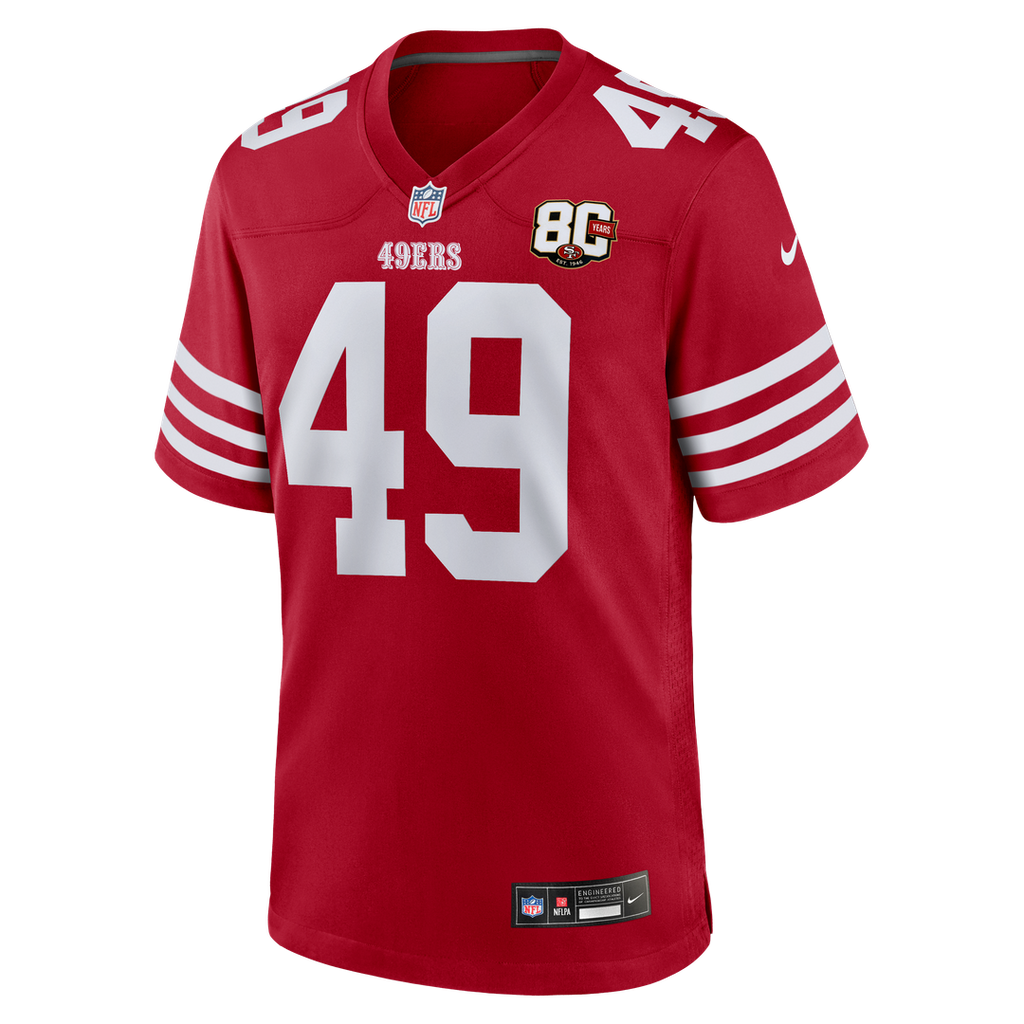 Men's San Francisco 49ers The Faithful Nike Scarlet 80th Anniversary Game Jersey