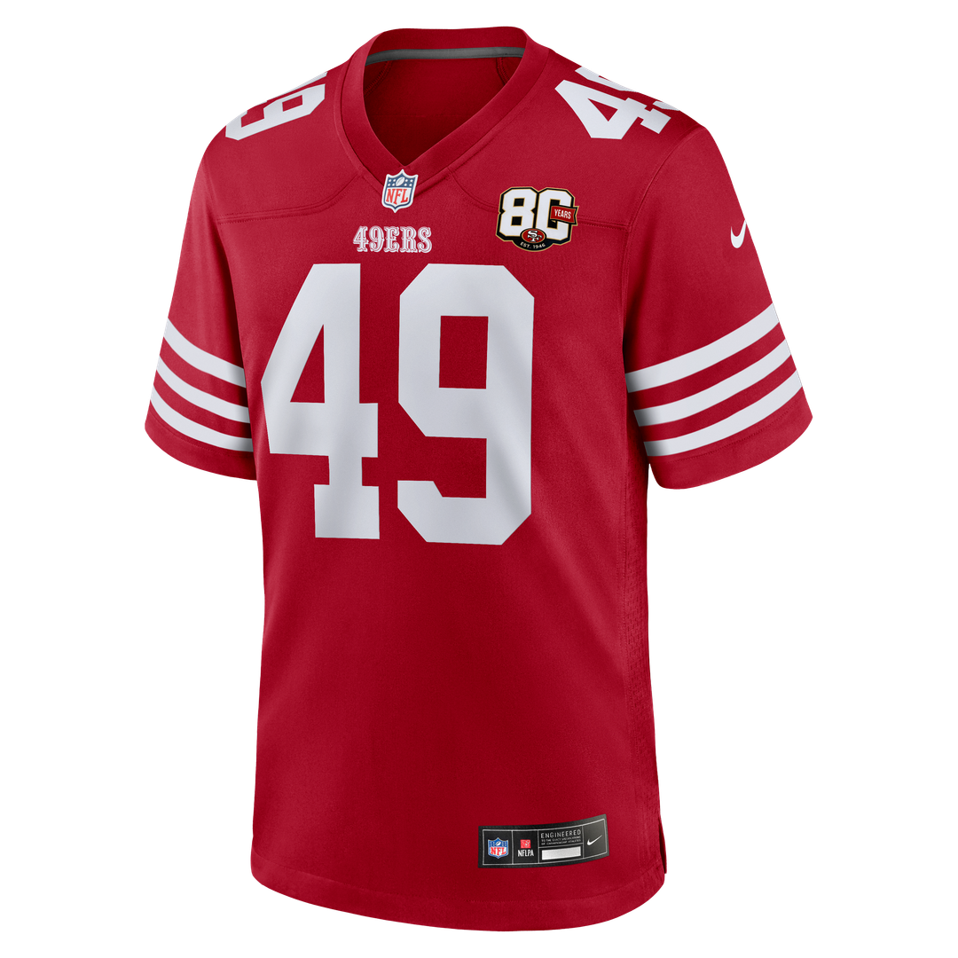 Men's San Francisco 49ers The Faithful Nike Scarlet 80th Anniversary Game Jersey