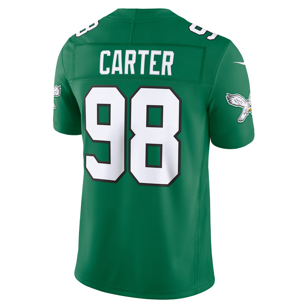 Men's Philadelphia Eagles Jalen Carter Nike Kelly Green Alternate Vapor F.U.S.E. Stitched Limited Jersey