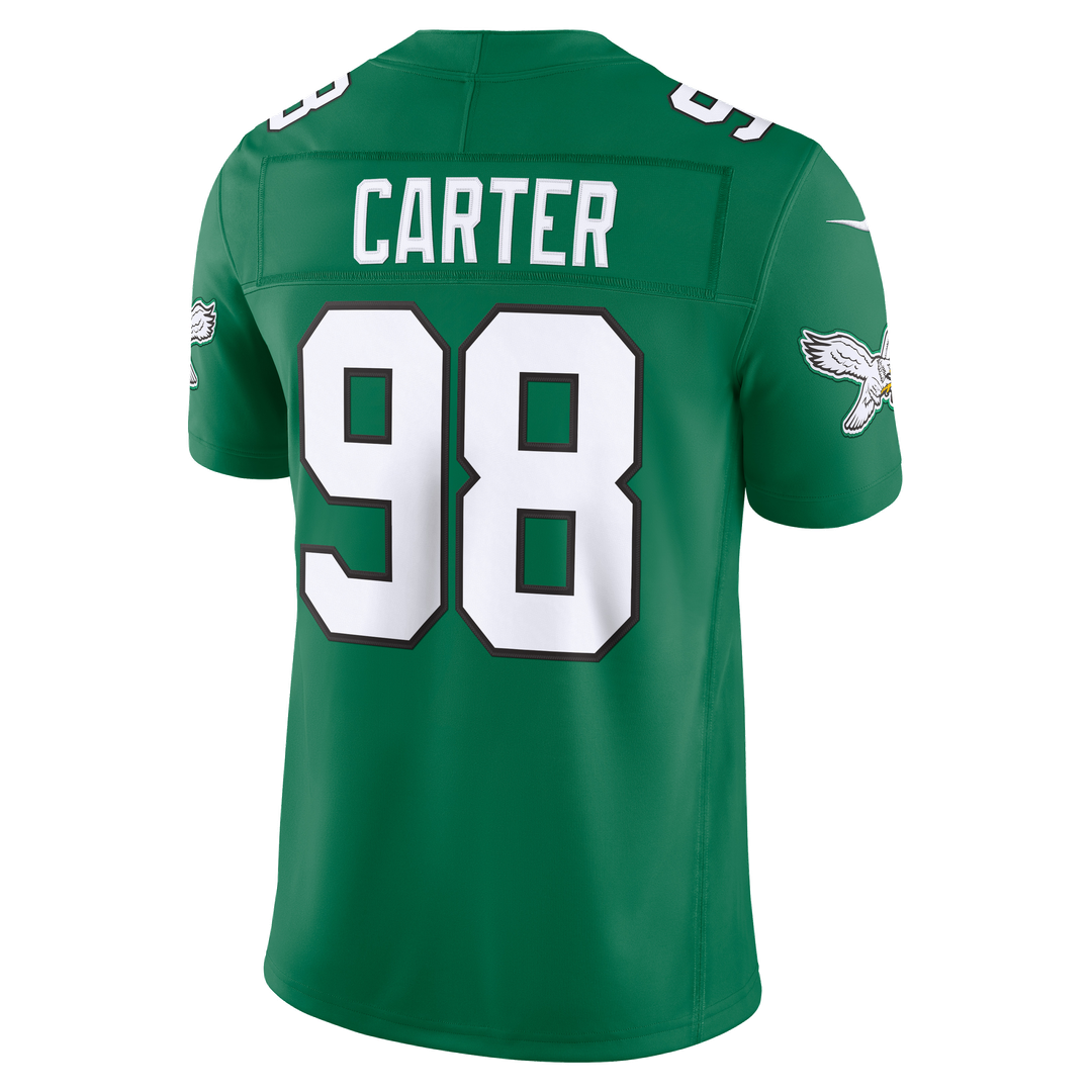 Men's Philadelphia Eagles Jalen Carter Nike Kelly Green Alternate Vapor F.U.S.E. Stitched Limited Jersey