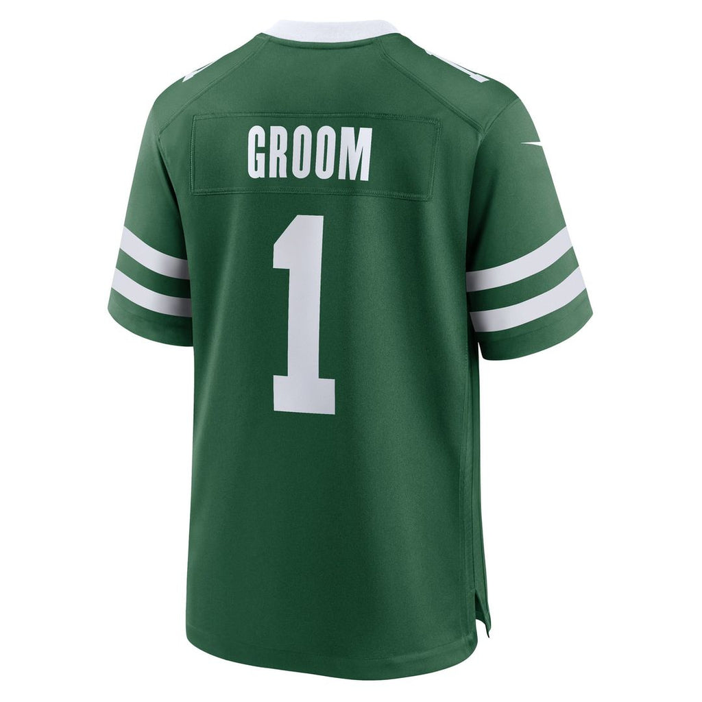 Men's New York Jets Number 1 Groom Nike Legacy Green Game Jersey