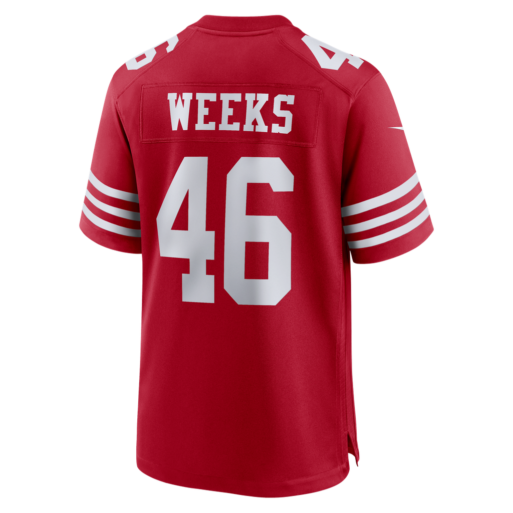 Men's San Francisco 49ers Jon Weeks Nike  Scarlet Team Game Jersey