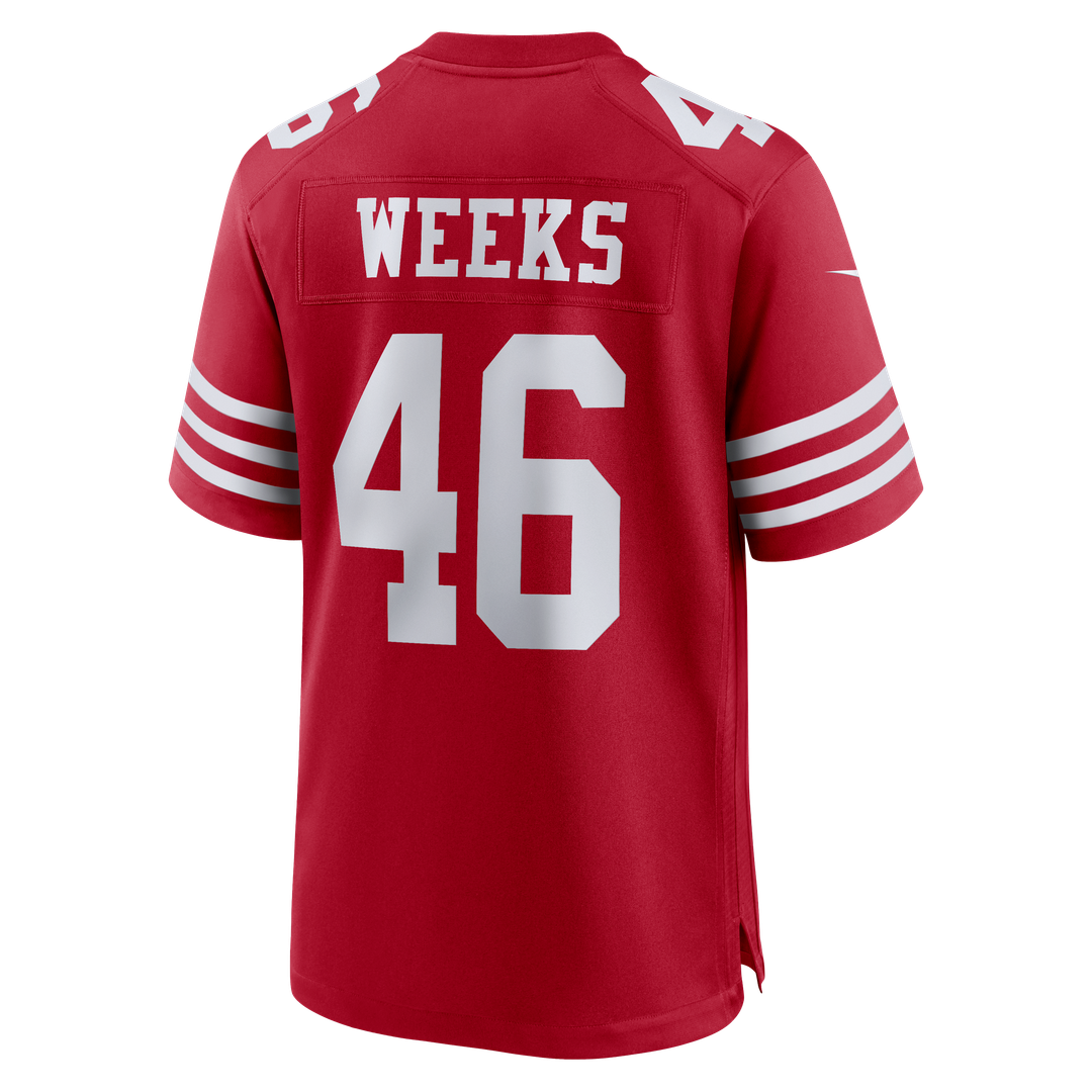 Men's San Francisco 49ers Jon Weeks Nike  Scarlet Team Game Jersey