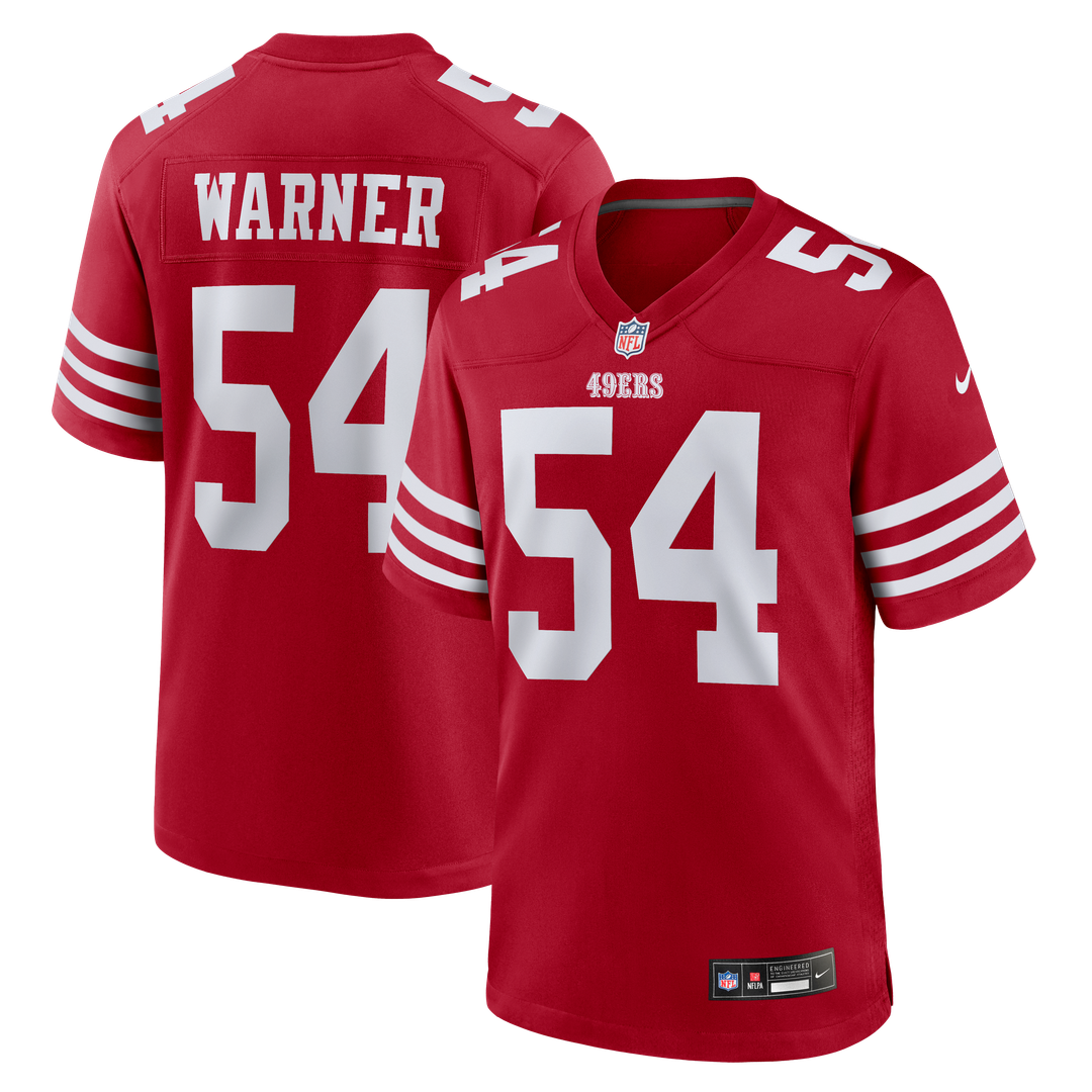 Men's San Francisco 49ers Fred Warner Nike Scarlet Player Game Jersey