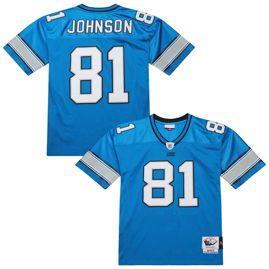 Men's Detroit Lions Calvin Johnson Mitchell & Ness Black 2007 Authentic Throwback Jersey