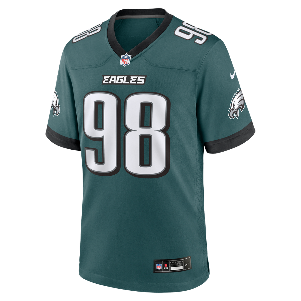 Men's Philadelphia Eagles Jalen Carter Nike  Midnight Green Team Game Jersey