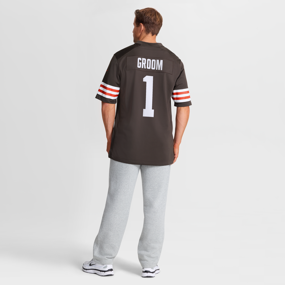 Men's Cleveland Browns Number 1 Groom Nike Brown Game Jersey