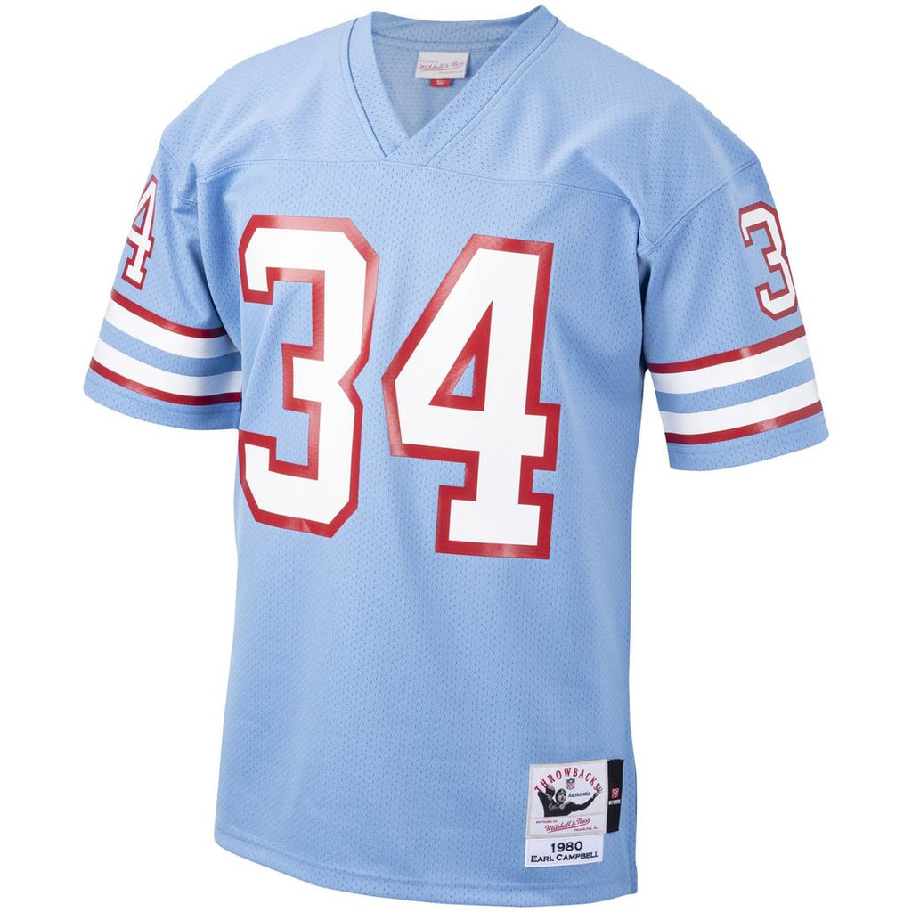 Men's Houston Oilers 1980 Earl Campbell Mitchell & Ness Light Blue Authentic Throwback Retired Player Jersey