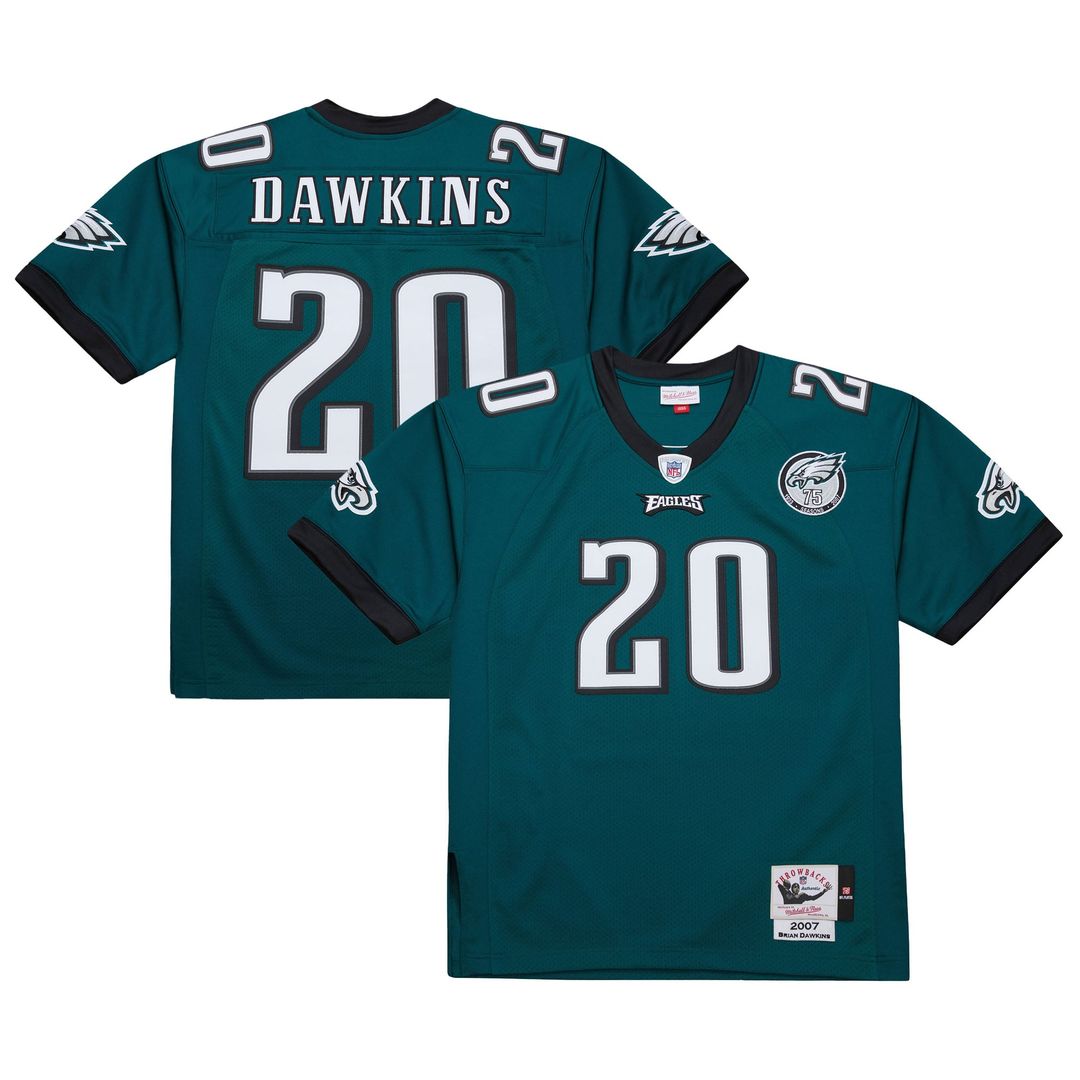 Men's Philadelphia Eagles 1996 Brian Dawkins Mitchell & Ness White Authentic Throwback Retired Player Jersey