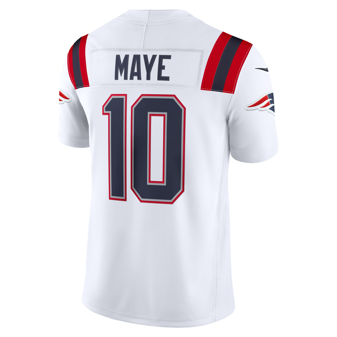 Men's New England Patriots Drake Maye Nike White Vapor F.U.S.E. Stitched Limited Jersey