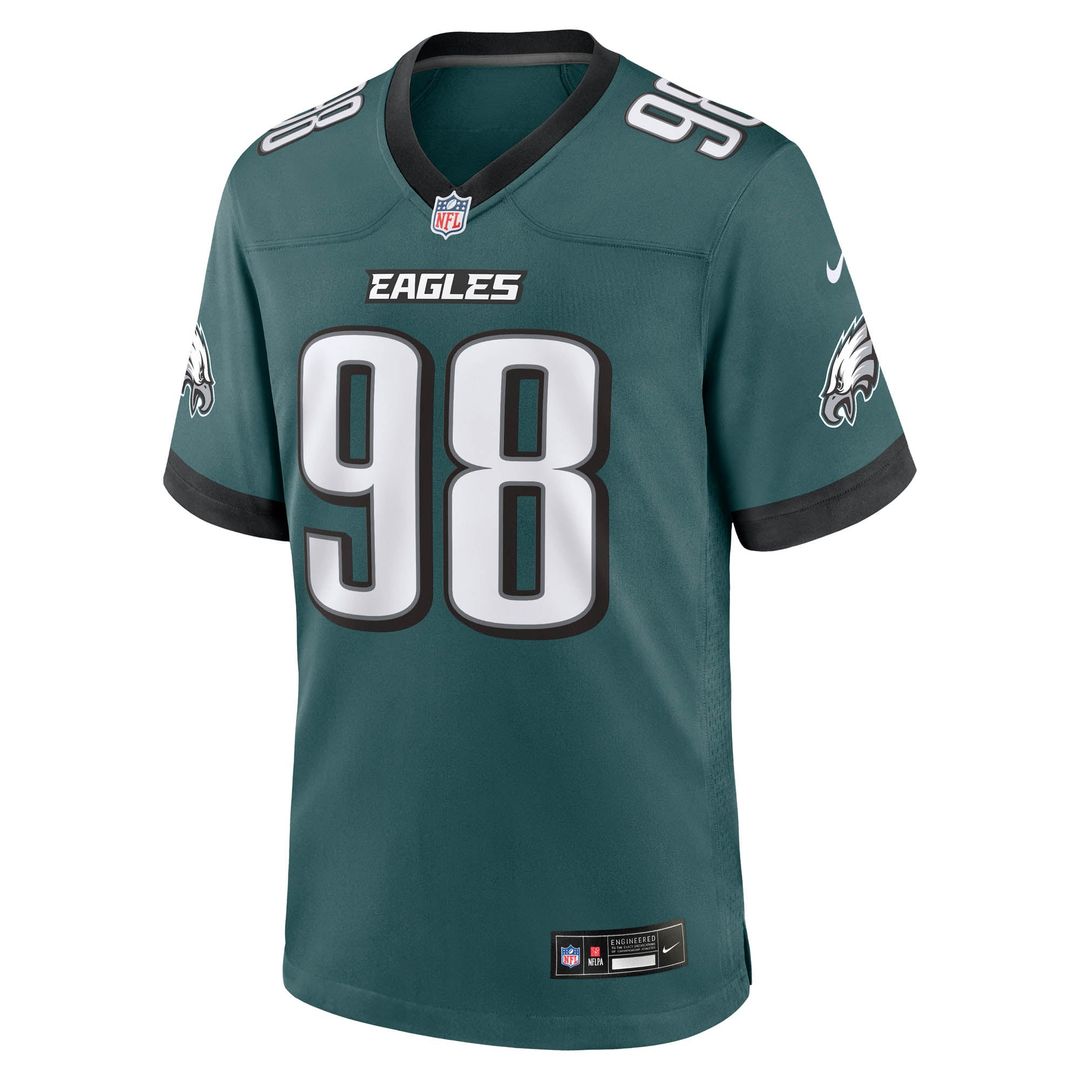 Men's Philadelphia Eagles Jalen Carter Nike  Midnight Green Team Game Jersey