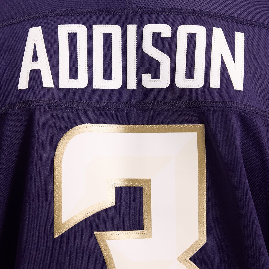 Men's Minnesota Vikings Jordan Addison Nike Purple 2026 Rivalries Collection Stitched Limited Jersey