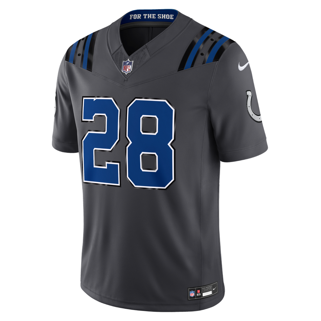 Men's Indianapolis Colts Jonathan Taylor Nike Anthracite 2026 Rivalries Collection Stitched Limited Jersey