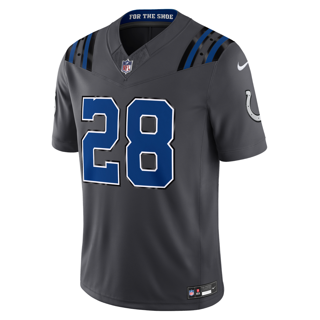 Men's Indianapolis Colts Jonathan Taylor Nike Anthracite 2026 Rivalries Collection Stitched Limited Jersey