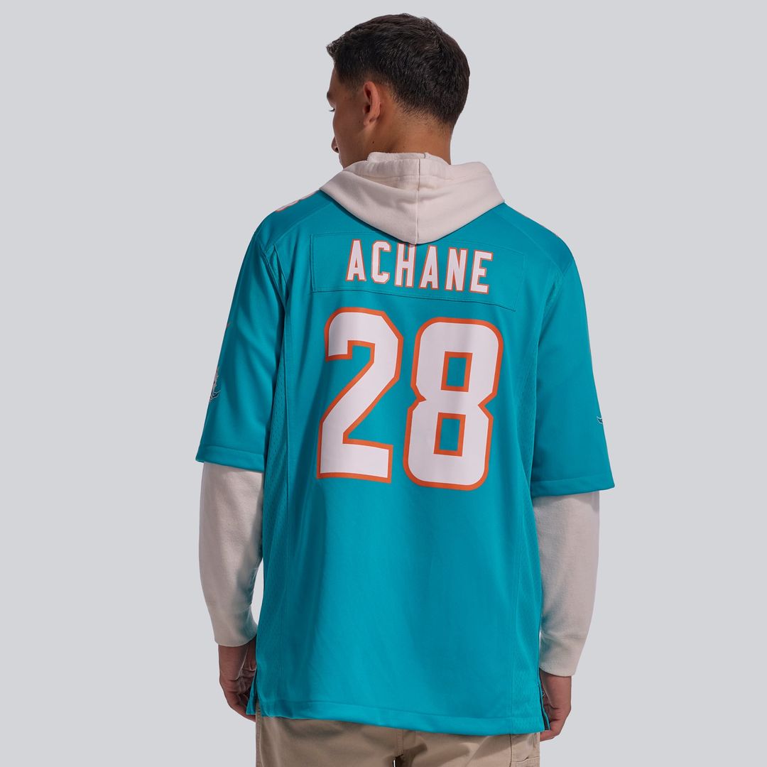 Men's Miami Dolphins De’Von Achane Nike Aqua Player Game Jersey