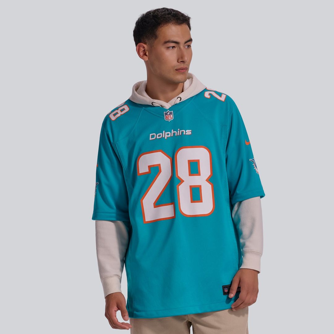 Men's Miami Dolphins De’Von Achane Nike Aqua Player Game Jersey