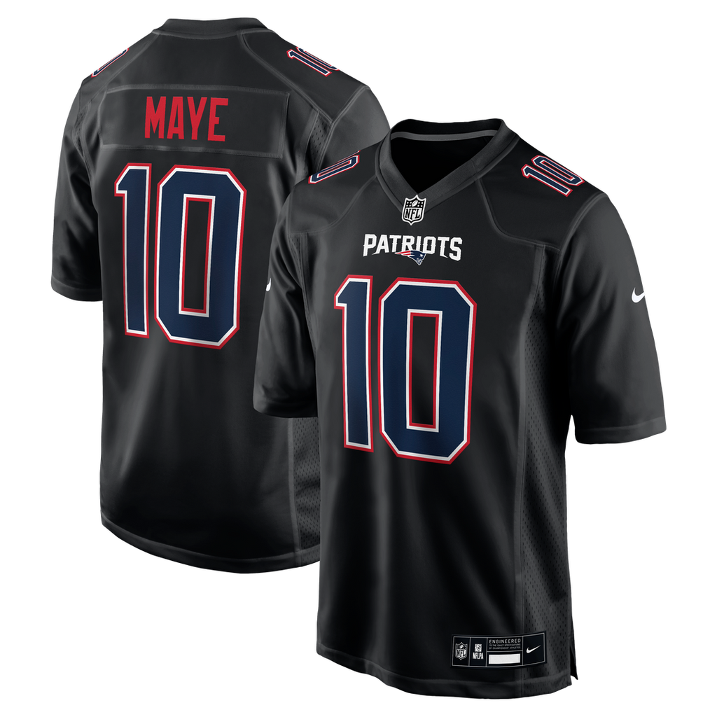 Men's New England Patriots Drake Maye Nike Carbon Black Game Jersey