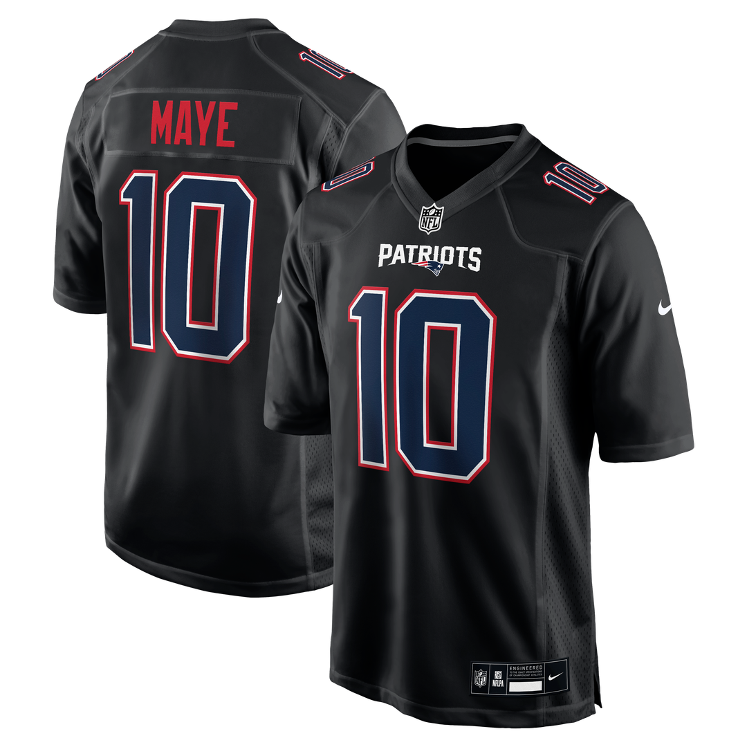 Men's New England Patriots Drake Maye Nike Carbon Black Game Jersey