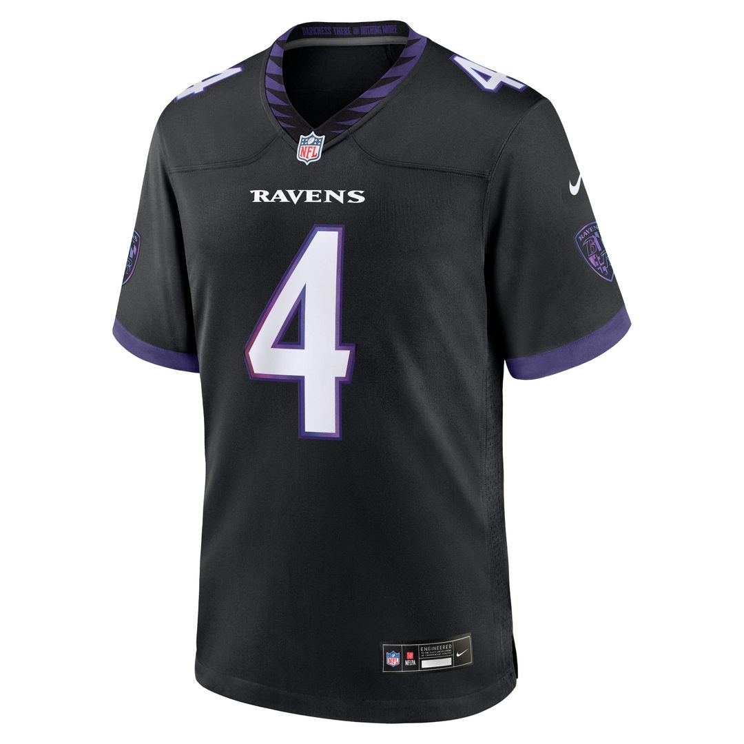 Men's Baltimore Ravens Zay Flowers Nike Black Alternate Game Jersey