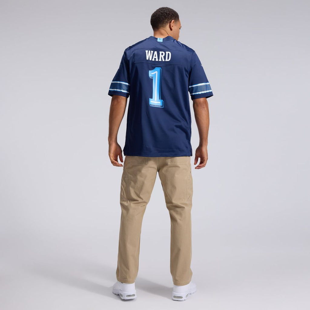 Men's Tennessee Titans Cameron Ward Nike Navy 2026 Rivalries Collection Game Jersey