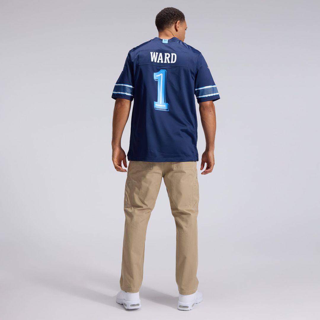 Men's Tennessee Titans Cameron Ward Nike Navy 2026 Rivalries Collection Game Jersey