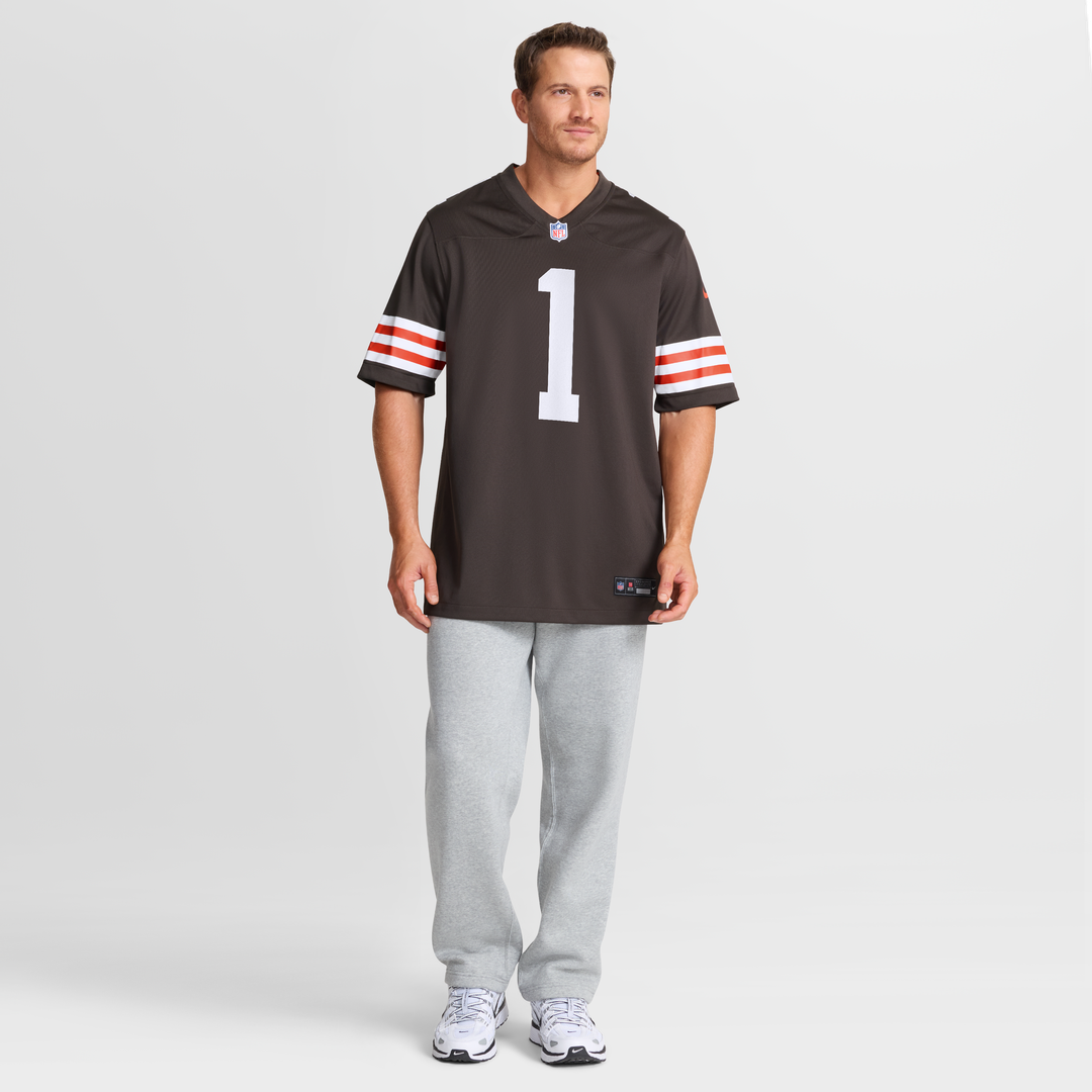 Men's Cleveland Browns Number 1 Dad Nike Brown Game Jersey