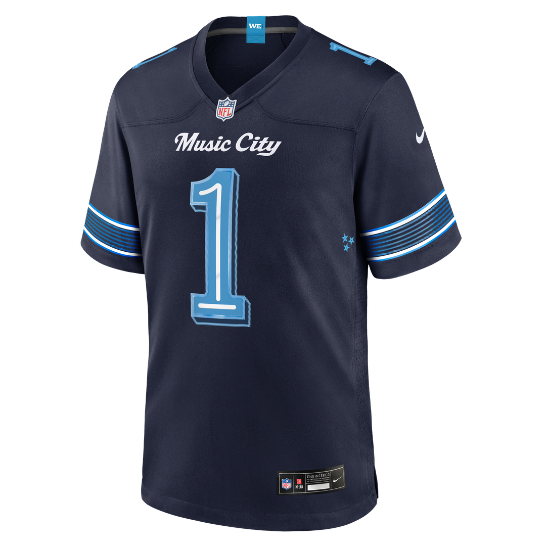 Men's Tennessee Titans Cameron Ward Nike Navy 2026 Rivalries Collection Game Jersey