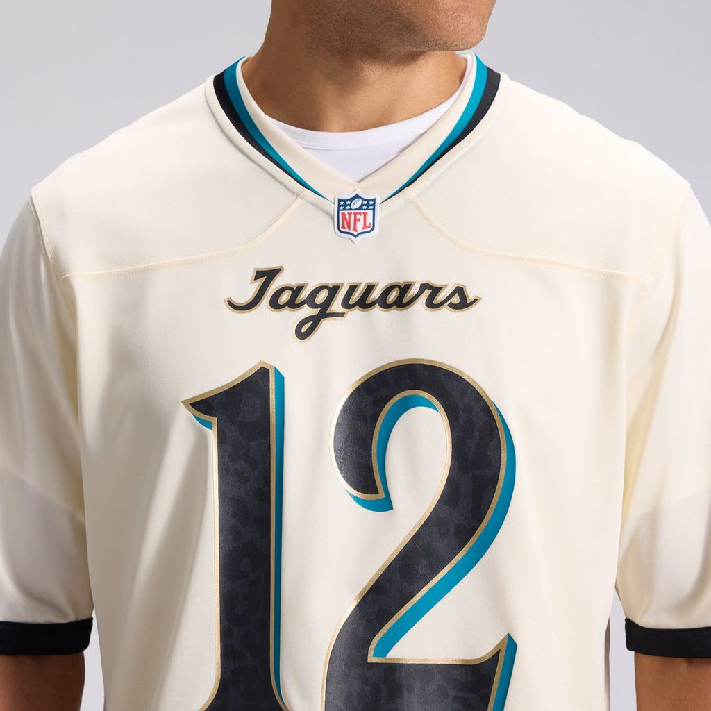 Men's Jacksonville Jaguars Travis Hunter Nike Natural 2026 Rivalries Collection Game Jersey