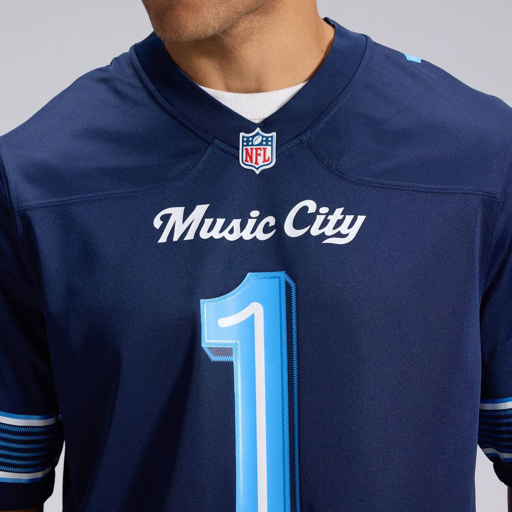 Men's Tennessee Titans Cameron Ward Nike Navy 2026 Rivalries Collection Game Jersey