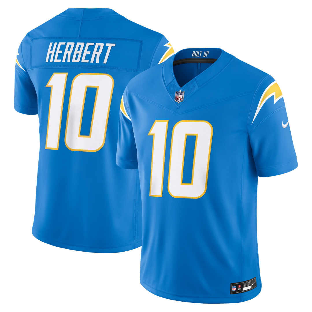 Men's Los Angeles Chargers Justin Herbert Nike Navy Alternate Super Chargers Vapor F.U.S.E. Stitched Limited Jersey