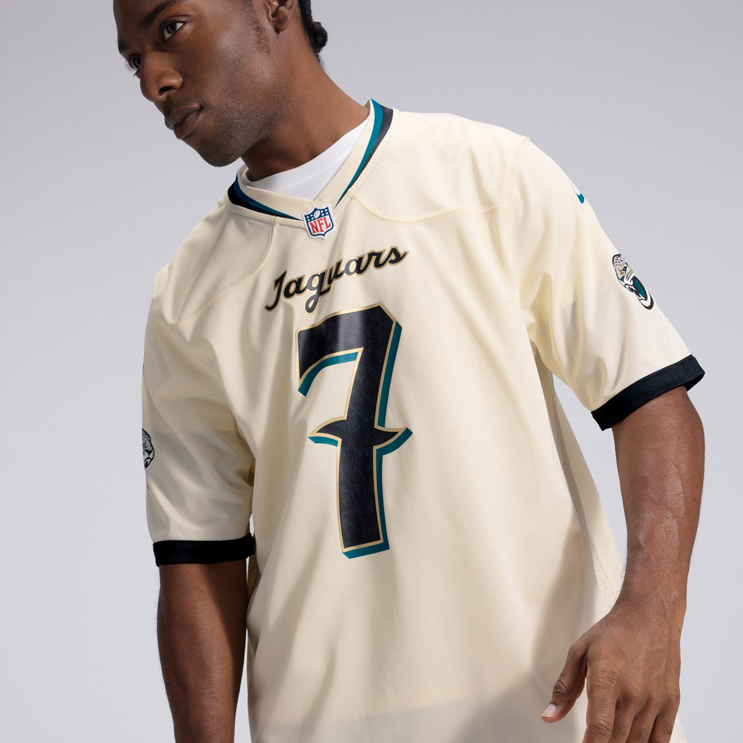 Men's Jacksonville Jaguars Brian Thomas Jr. Nike Natural 2026 Rivalries Collection Game Jersey