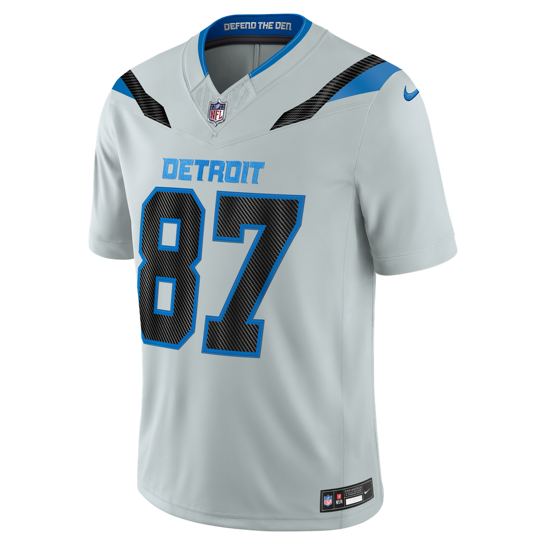 Men's Detroit Lions Sam LaPorta Nike Silver 2026 Rivalries Collection Stitched Limited Jersey