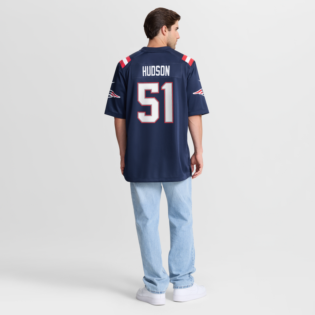 Men's New England Patriots James Hudson Nike Navy Team Game Jersey