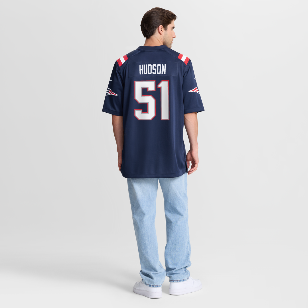 Men's New England Patriots James Hudson Nike Navy Team Game Jersey