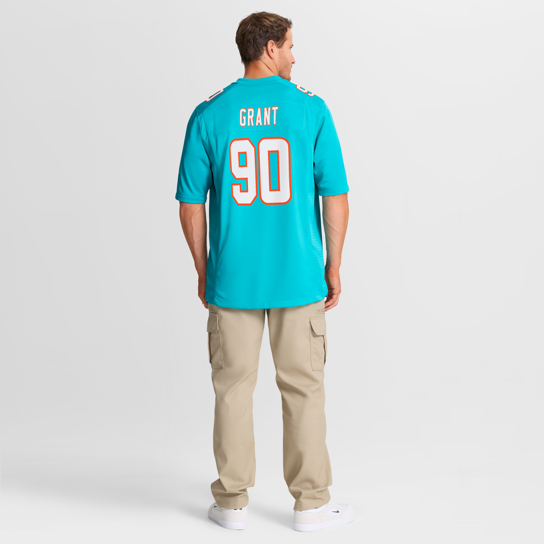 Men's Miami Dolphins Kenneth Grant Nike Aqua Team Game Jersey