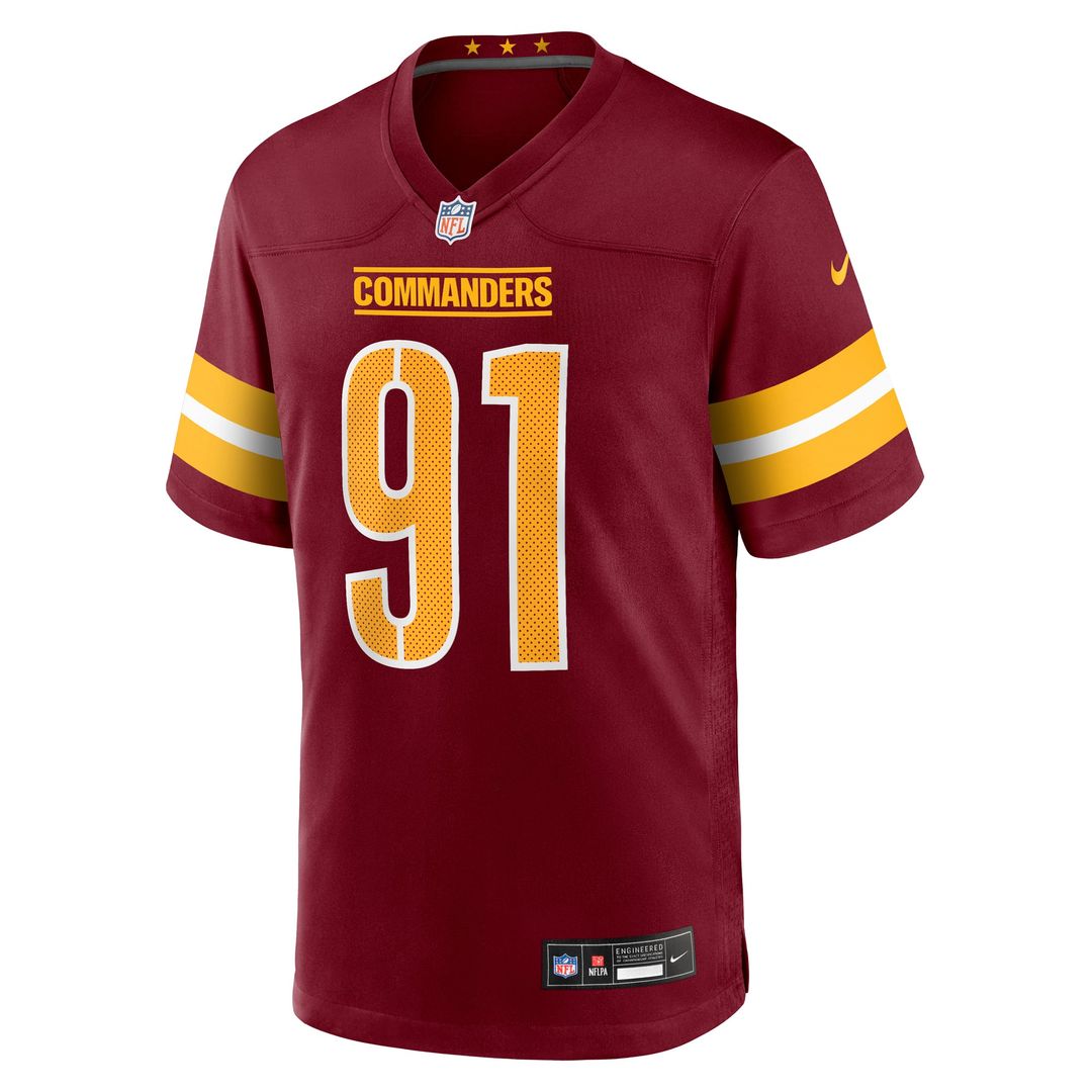 Men's Washington Commanders Deatrich Wise Jr. Nike  Burgundy Team Game Jersey