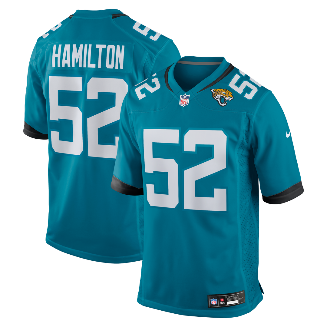 Men's Jacksonville Jaguars DaVon Hamilton Nike Teal Game Jersey