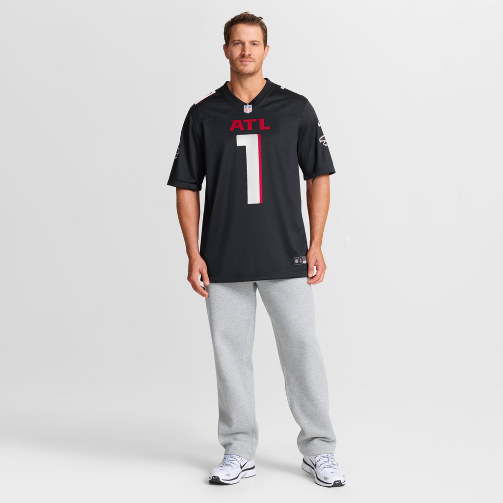 Men's Atlanta Falcons Number 1 Groom Nike Black Game Jersey