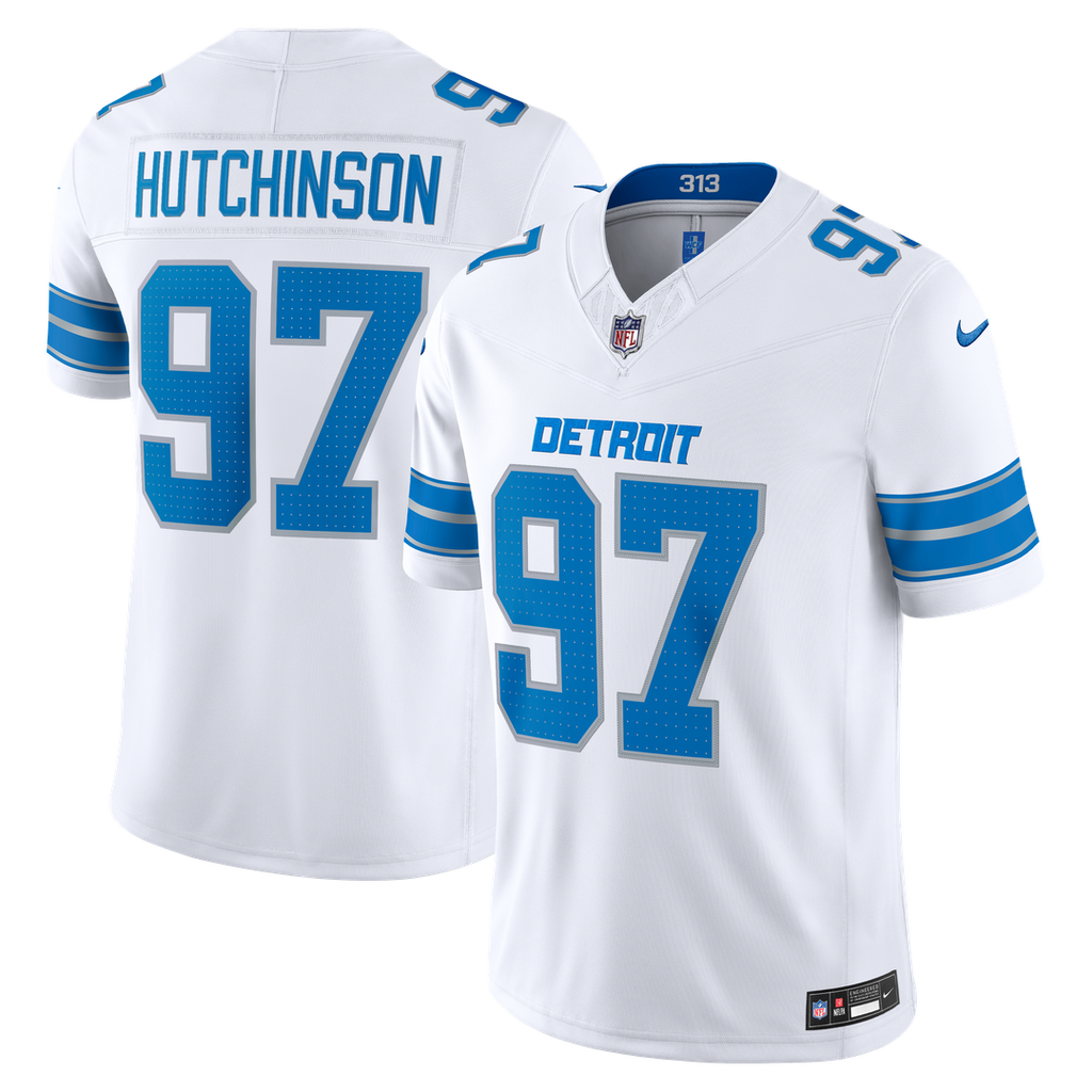 Men's Detroit Lions Aidan Hutchinson Nike Blue Team Vapor F.U.S.E. Stitched Limited Jersey