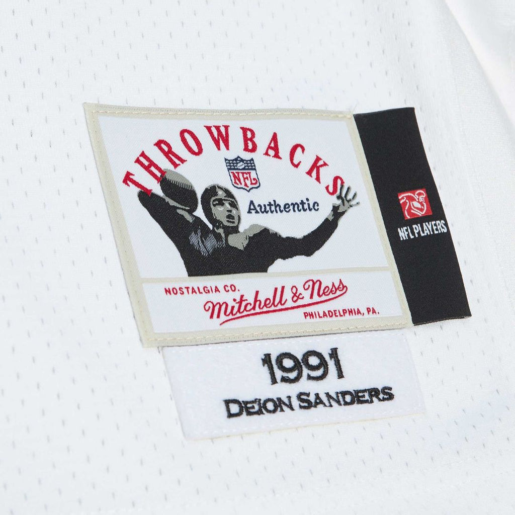 Men's Atlanta Falcons 1991 Deion Sanders Mitchell & Ness White Authentic Throwback Retired Player Jersey