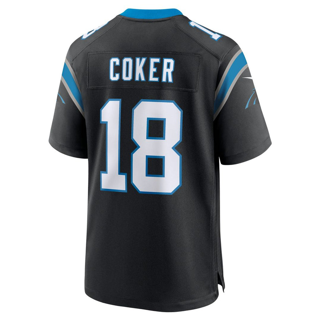 Men's Carolina Panthers Jalen Coker Nike  Black Team Game Jersey