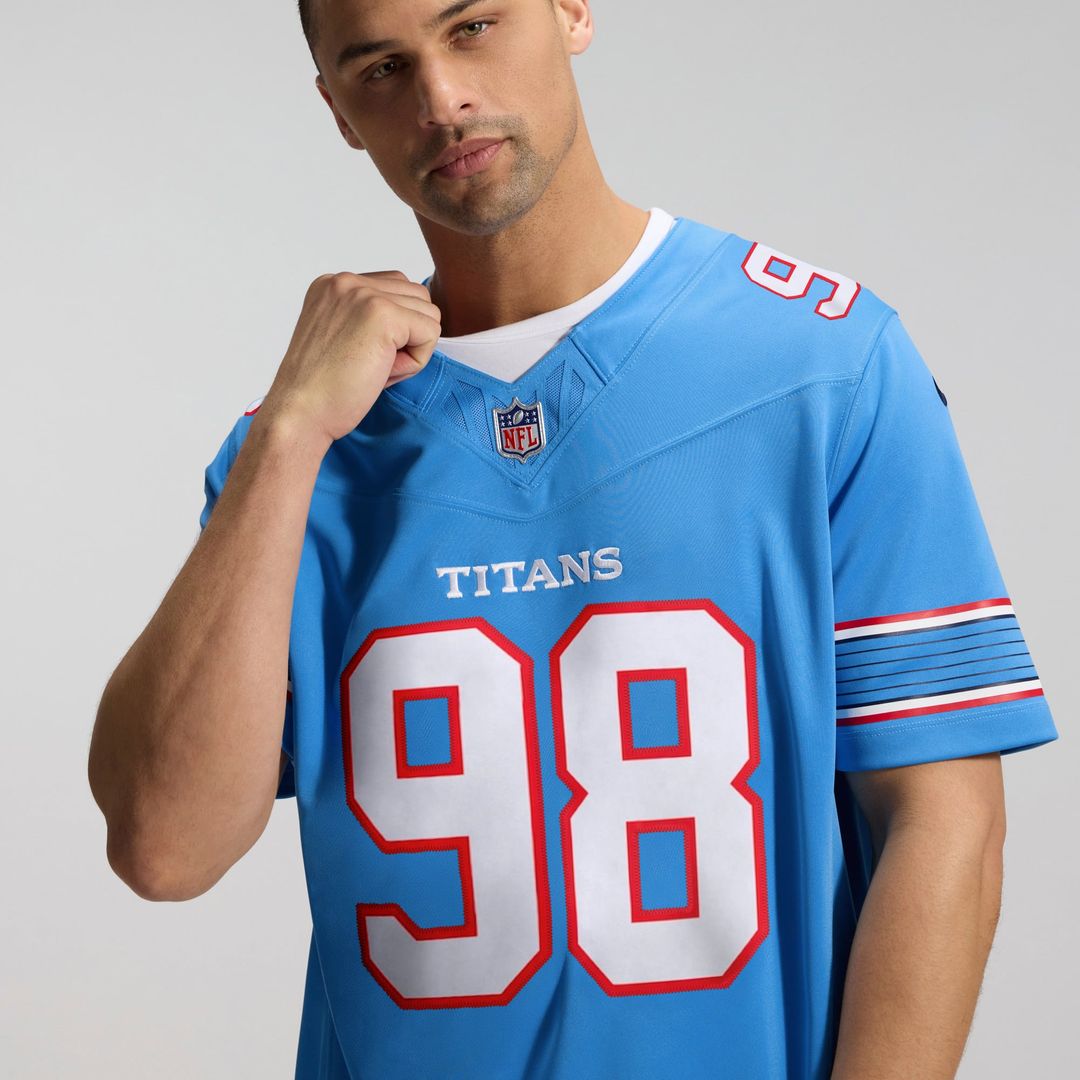 Men's Tennessee Titans Jeffery Simmons Nike Light Blue Team Vapor F.U.S.E. Stitched Limited Jersey