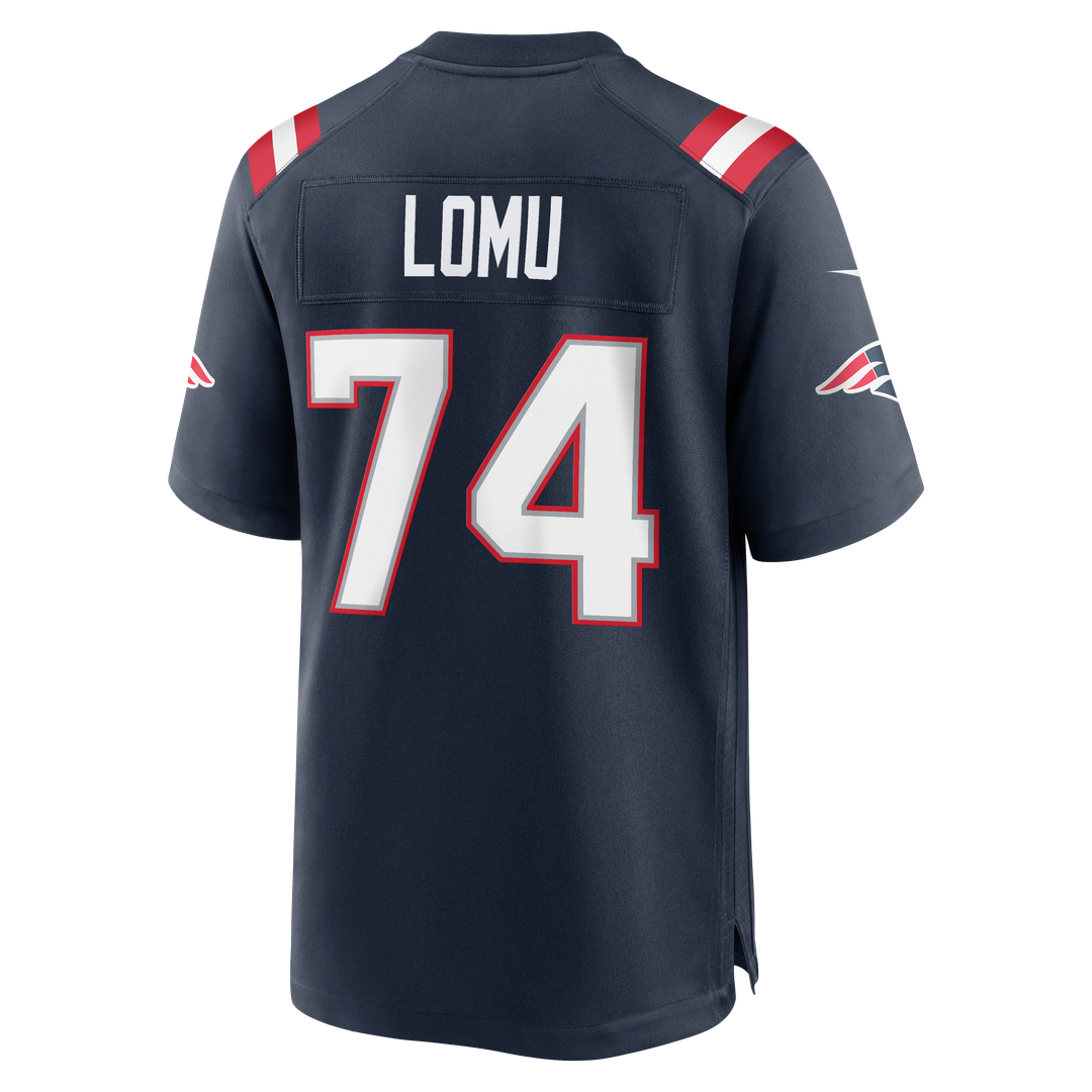 Men's New England Patriots Caleb Lomu Nike Navy Team Game Jersey