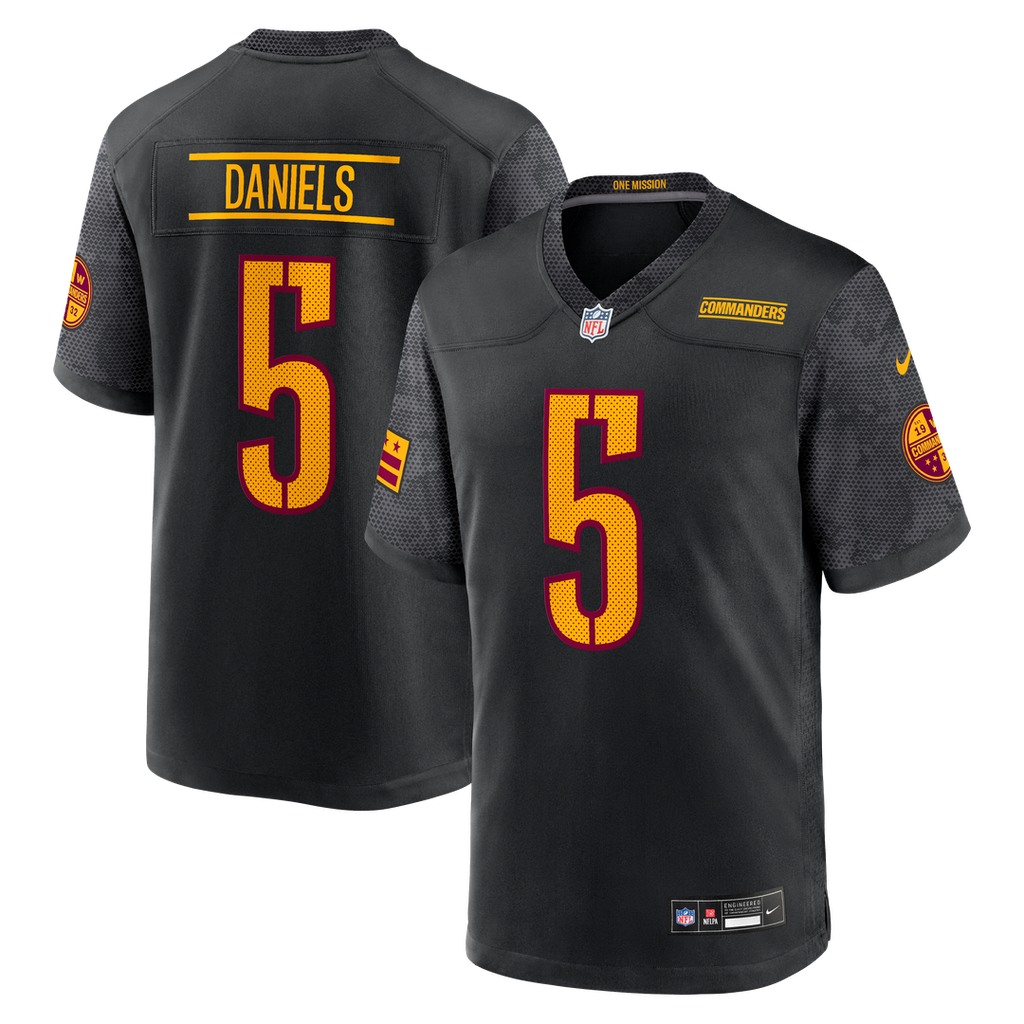 Men's Washington Commanders Jayden Daniels Nike Black Alternate Game Player Jersey