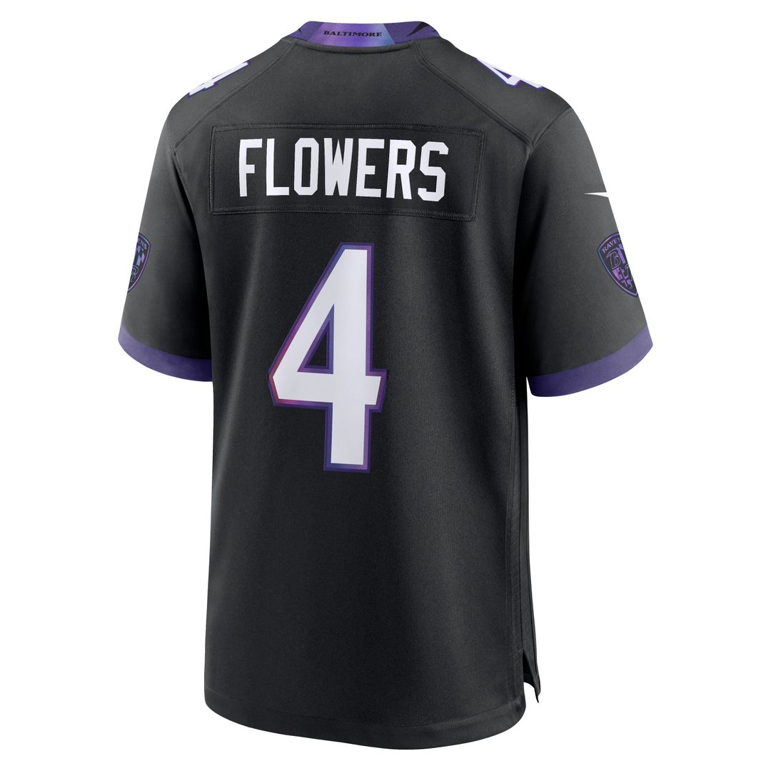 Men's Baltimore Ravens Zay Flowers Nike Black Alternate Game Jersey