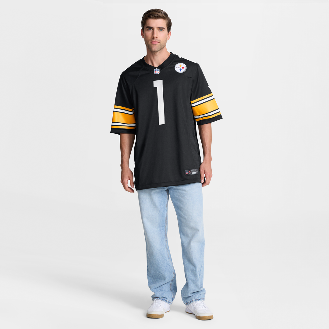 Men's Pittsburgh Steelers Number 1 Dad Nike Black Game Jersey