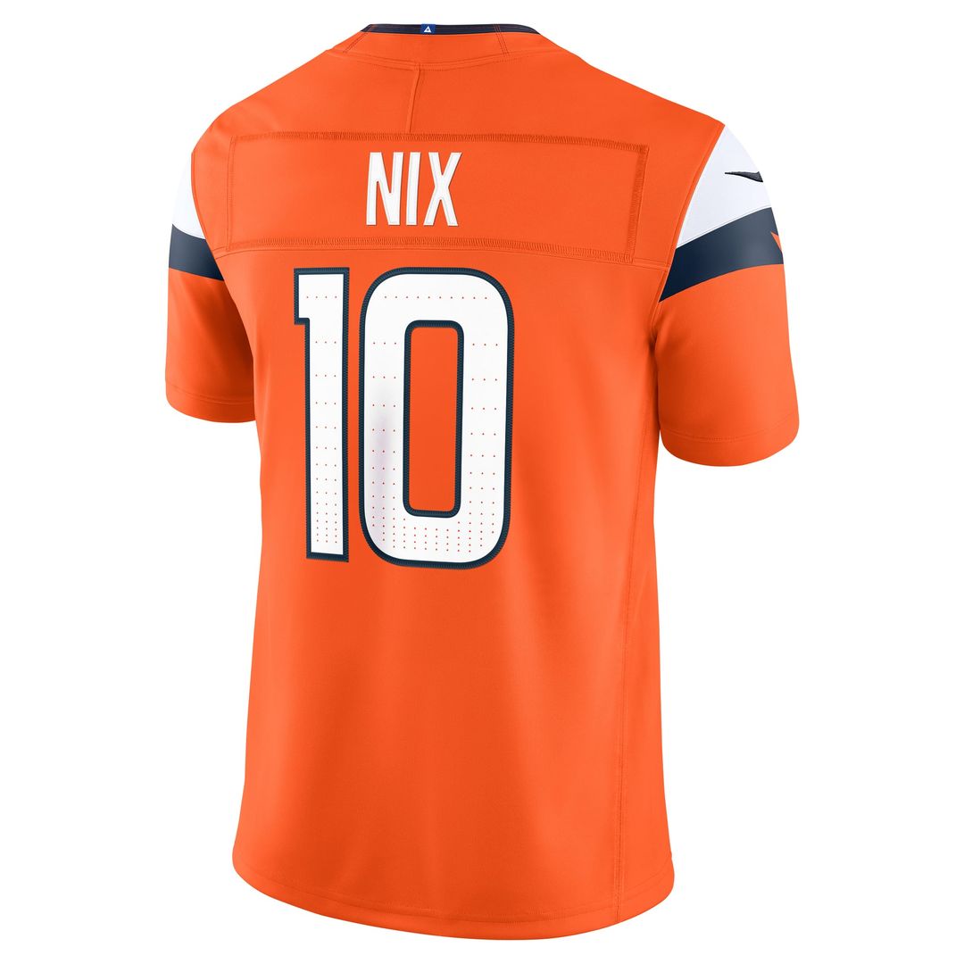 Men's Denver Broncos Bo Nix Nike Orange Team Vapor F.U.S.E. Stitched Limited Jersey