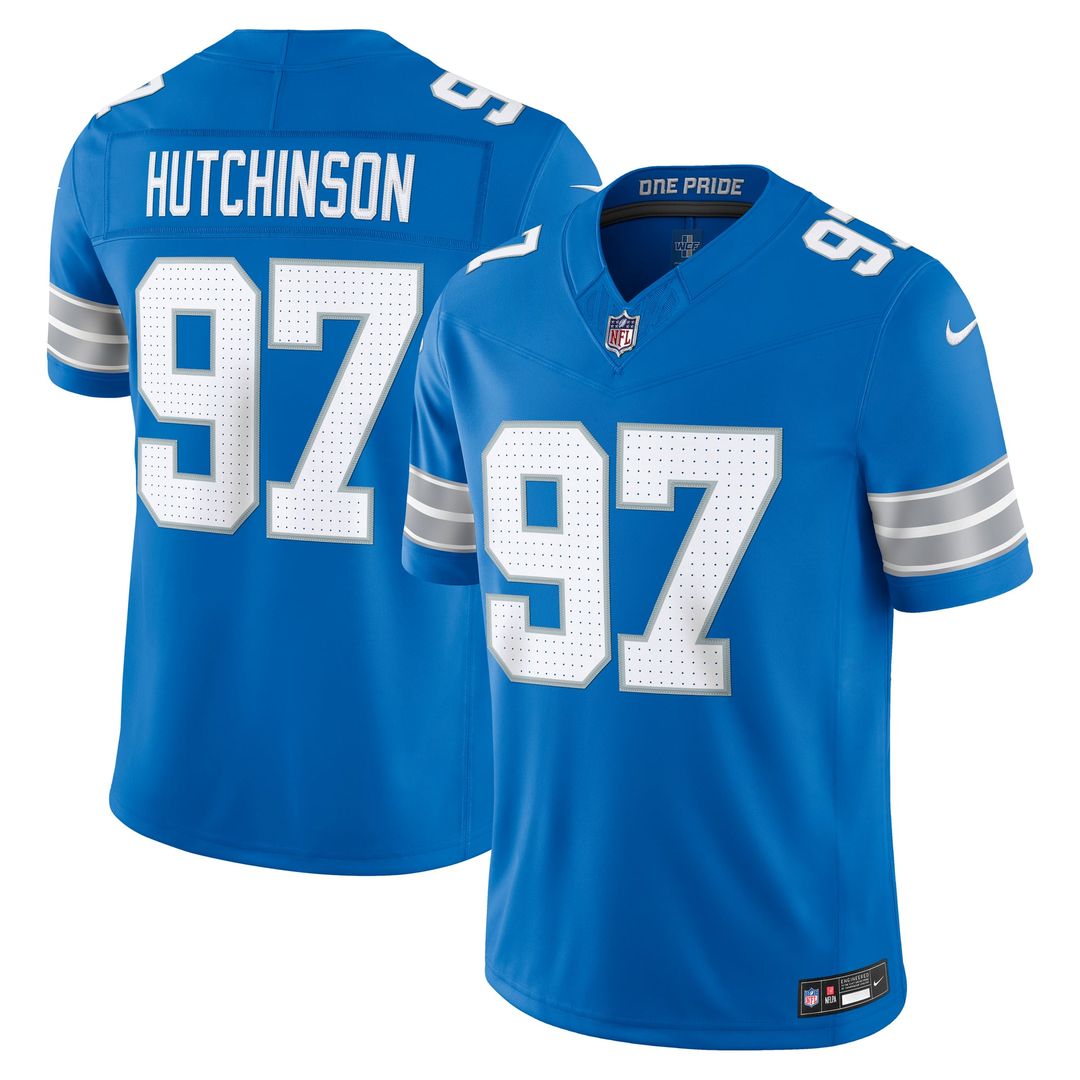Men's Detroit Lions Aidan Hutchinson Nike White Vapor F.U.S.E. Stitched Limited Jersey