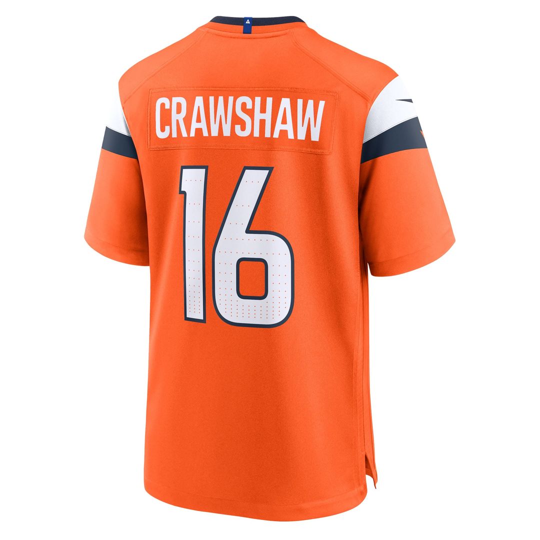 Men's Denver Broncos Jeremy Crawshaw Nike  Orange Team Game Jersey