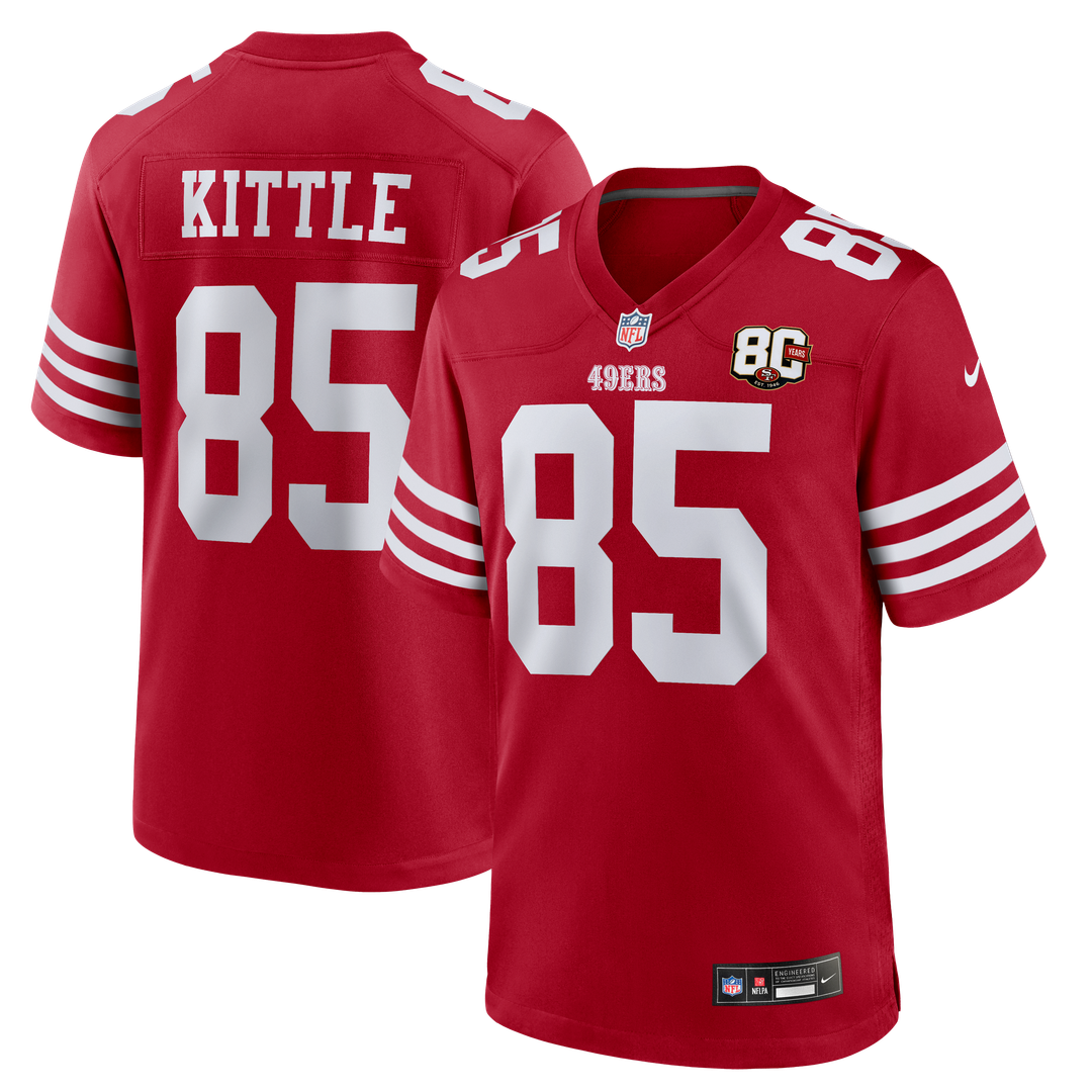 Men's San Francisco 49ers George Kittle Nike White 80th Anniversary Game Jersey